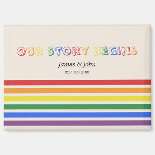 Our Story Begins Rainbow LGBTQ Flag Couple Magnet