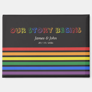 Our Story Begins Rainbow LGBTQ Flag Couple Magnet