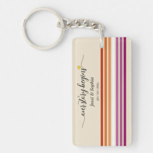 Our Story Begins Sunset Lesbian Flag Acrylic Key Ring