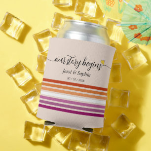 Our Story Begins Sunset Lesbian Flag Can Cooler