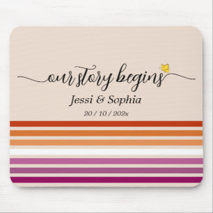 Our Story Begins Sunset Lesbian Flag Mousepad