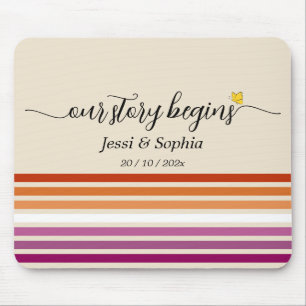 Our Story Begins Sunset Lesbian Flag Mousepad