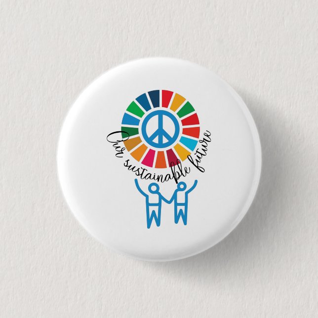 Our Sustainable Future UN GlobalGoals 2030 3 Cm Round Badge (Front)