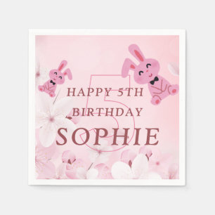 Our Sweet Bunny Princess Turns 5! Birthday Napkins