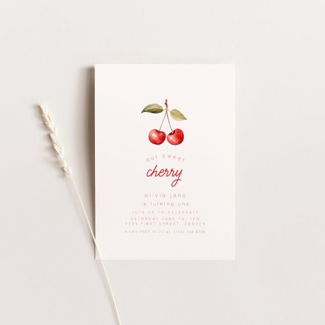 Our Sweet Cherry Birthday Party Invite (Creator Uploaded)