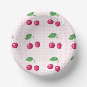 "Our Sweet Cherry" Pink & Green Birthday Paper Plate