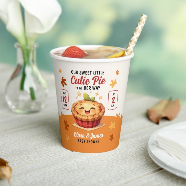Our Sweet Little Cutie Pie Fall Baby Shower Paper Cups (Insitu)