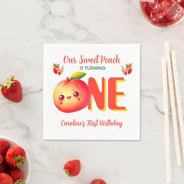  Our Sweet Little Peach Birthday Napkin (Insitu)