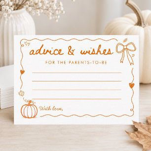 Our Sweet Little Pumpkin Wavy Doodle Baby Shower Advice Card
