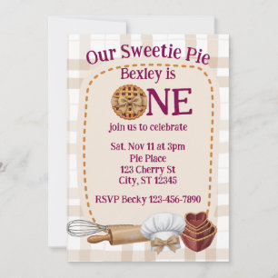 Our Sweetie Pie is One, Baking 1st Birthday Invitation