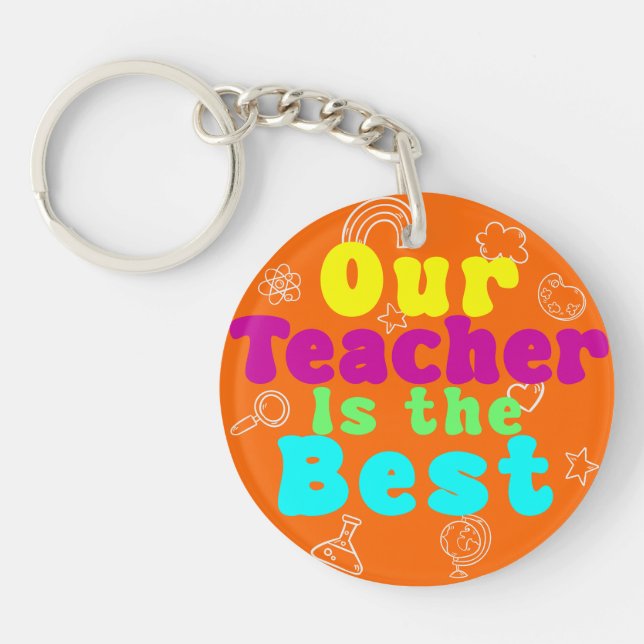 Our Teacher is the Best Colourful Circular Key Ring (Front)