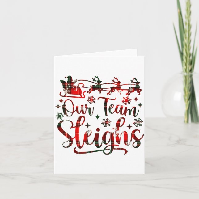 Our Team Sleighs Christmas Santa Reindeers Office  Card (Front)