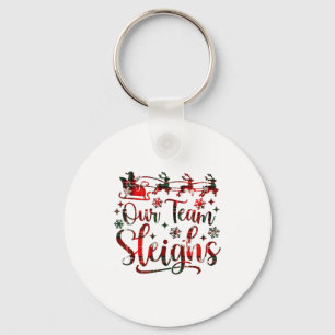 Our Team Sleighs Christmas Santa Reindeers Office  Key Ring