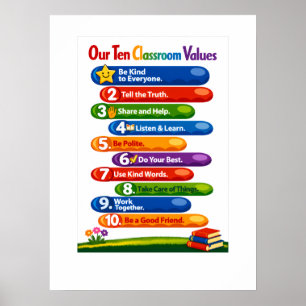 Our Ten Classroom Values – 18×24 Portrait Poster