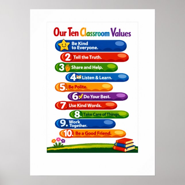 Our Ten Classroom Values – 18×24 Portrait Poster (Front)