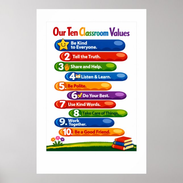 Our Ten Classroom Values – 24x36 Portrait Poster (Front)