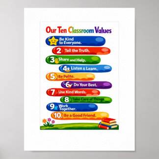 Our Ten Classroom Values – 8.5×11 Portrait Poster