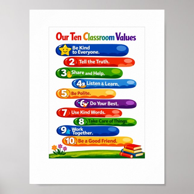 Our Ten Classroom Values – 8.5×11 Portrait Poster (Front)