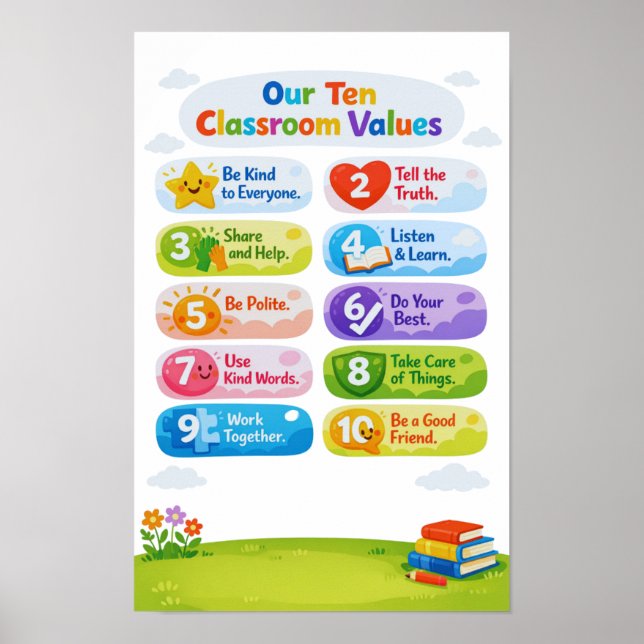 Our Ten Classroom Values Poster   (Front)