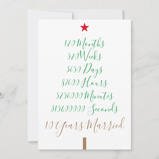 Our Tenth Christmas 10th Years Married xmas Holiday Card (Front)