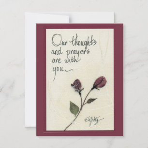 Our thoughts and prayers saying roses card
