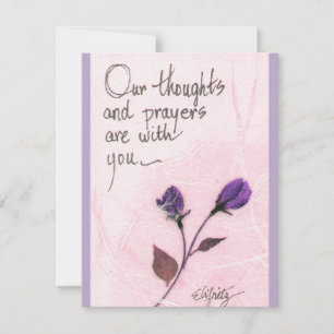 Our thoughts and prayers saying roses note card