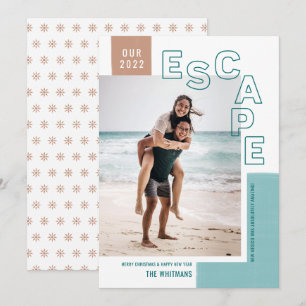 Our Travel Escape   Beach Modern Photo Christmas Holiday Card