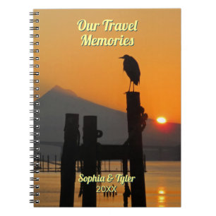 Our Travel Memories, DIY Names & Year, Bird Sunset Notebook