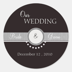 Our Wedding -Black Elegance Classic Round Sticker