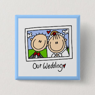 Our Wedding Bride and Groom T-shirts and Gifts 15 Cm Square Badge