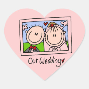 Our Wedding Bride and Groom T-shirts and Gifts Heart Sticker