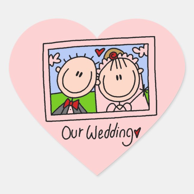 Our Wedding Bride and Groom T-shirts and Gifts Heart Sticker (Front)