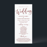 Our Wedding Ceremony, Classy Burgundy Program<br><div class="desc">Welcome to our wedding typography, Elegant Modern Romantic burgundy red theme, Wedding Ceremony Program card. It is designed with scroll accent that can be personalised with custom/ personalised text for your bridal party, ceremony details, memorial notes and thank you message. If you are looking for other program card types and...</div>