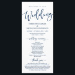 Our Wedding Ceremony, Classy Navy Blue Program<br><div class="desc">Welcome to our wedding typography, Elegant Modern Romantic classy navy blue theme, Wedding Ceremony Program card. It is designed with scroll accent that can be personalised with custom/ personalised text for your bridal party, ceremony details, memorial notes and thank you message. If you are looking for other program card types...</div>