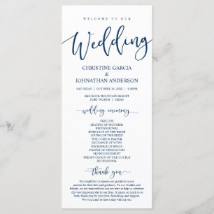 Our Wedding Ceremony, Classy Navy Blue Program