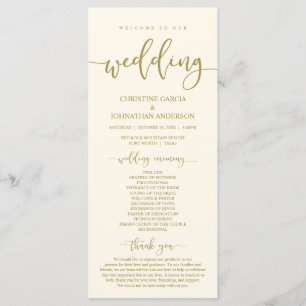 Our Wedding Ceremony, Elegant Classy Gold Program