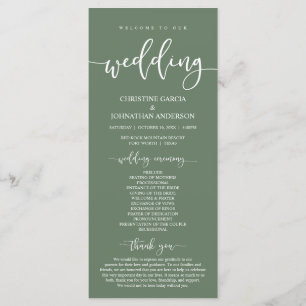 Our Wedding Ceremony, Elegant Sage Green Program