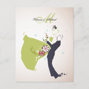 Our Wedding Day - Bride & Groom with Monogram Invitation