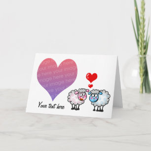 Our wedding day (cartoon sheeps) photo card