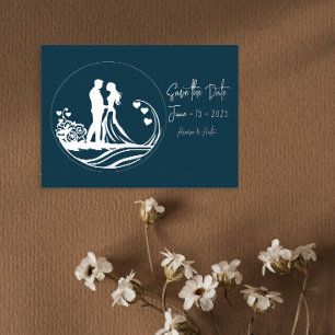Our Wedding Day Couple Silver Foil Save the Date Invitation Postcard
