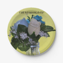 OUR WEDDING DAY (Flowers) Paper Plates