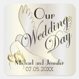 Our Wedding Day   Personalised Square Sticker