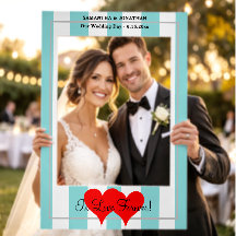 Our Wedding Day Seafoam Blue White Stripes Hearts