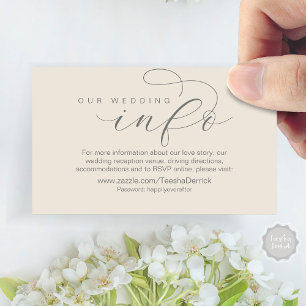 Our Wedding Details and Website, Modern Minimal Enclosure Card