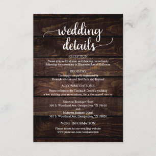Our Wedding Details, Rustic Navy Blue Script Enclo Enclosure Card