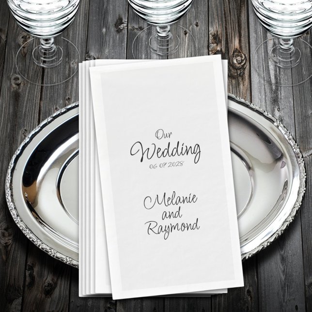 Our Wedding Handwritten Casual Script  Napkin (Our Wedding Handwritten Casual Script Paper Guest Towels)