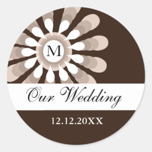 Our Wedding Monogram Stickers(8)Modern Flower Classic Round Sticker