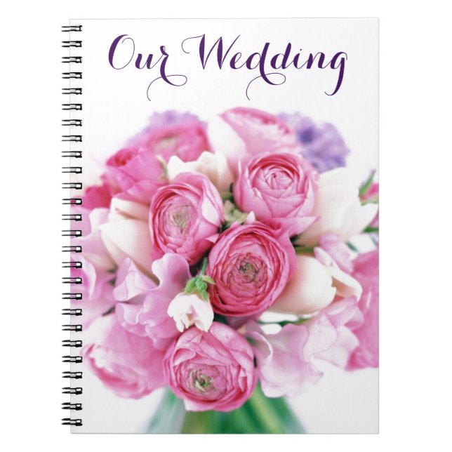 Our Wedding Pink Flowers Noetbook Notebook (Front)