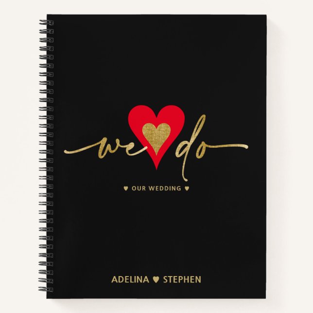 Our Wedding Plans Wedding Journal Chic Gold Script (Front)