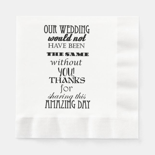 Our Wedding Thank You Message Napkin (Front)
